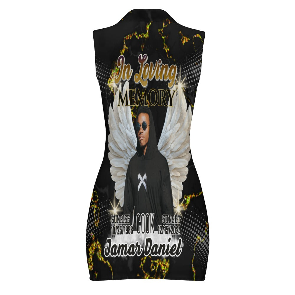 Personalized In Loving Memory Short Sleeve Zipped Dress -Custom Women's Memorial Dress (S-2XL)