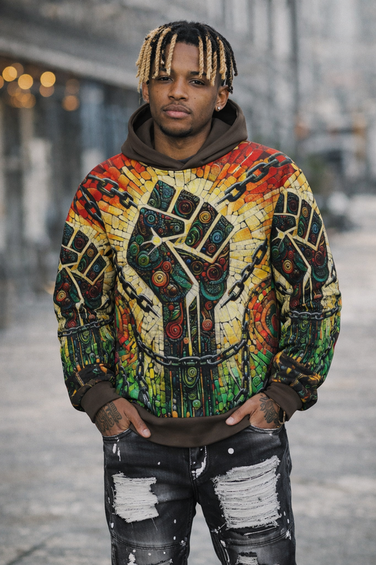 Custom Attached Mask Hoodie –Brown Peace All Over Print Streetwear Hoodie (XS-6XL)