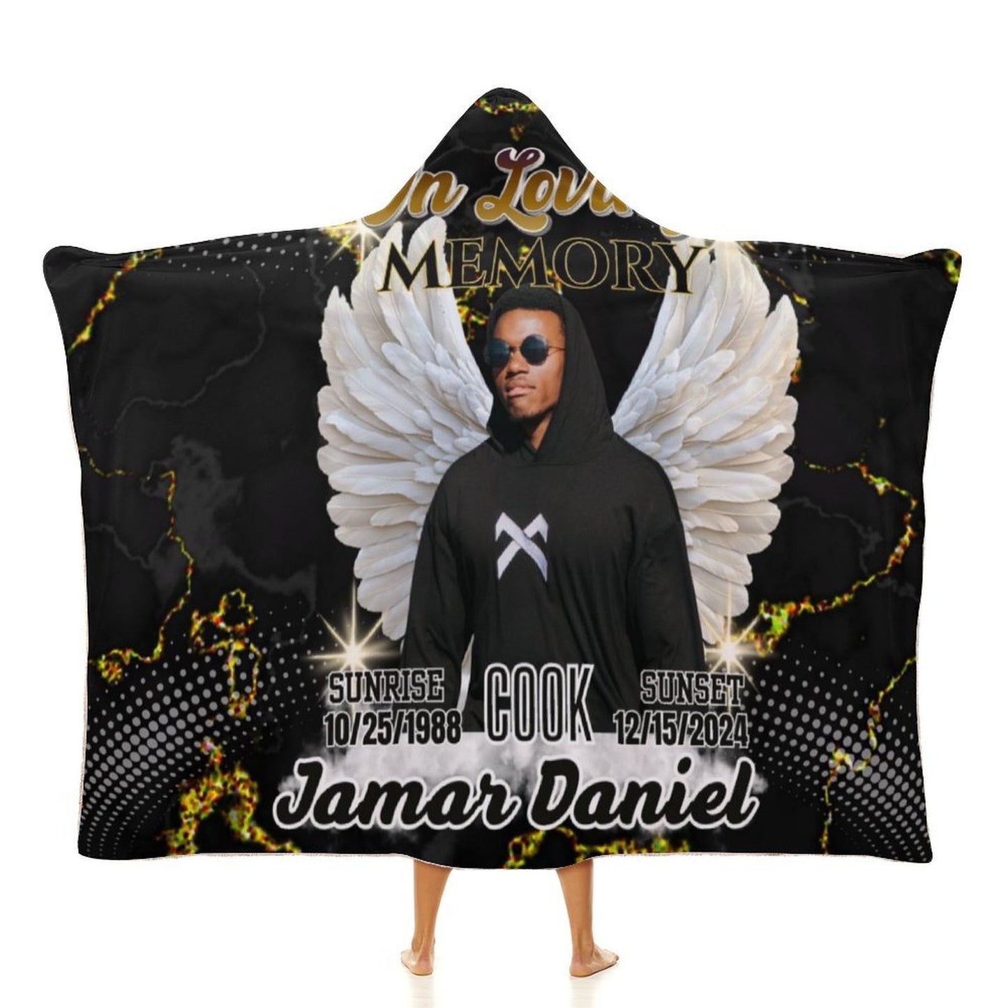 Personalized Memorial Blanket Cloak Hoodie Blanket – Custom In Loving Memory Hoodie Blanket (3 Sizes)