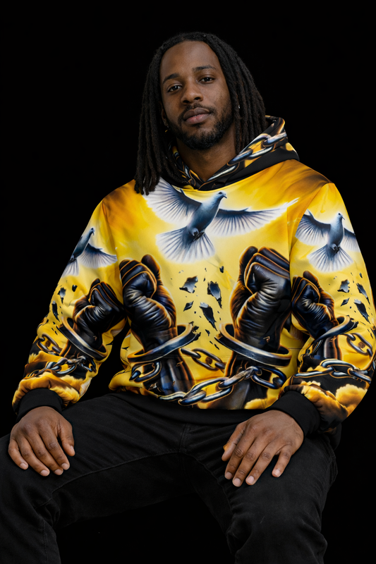 Custom Attached Mask Hoodie - Bold Urban Fashion Doves & Chains (XS-6XL)