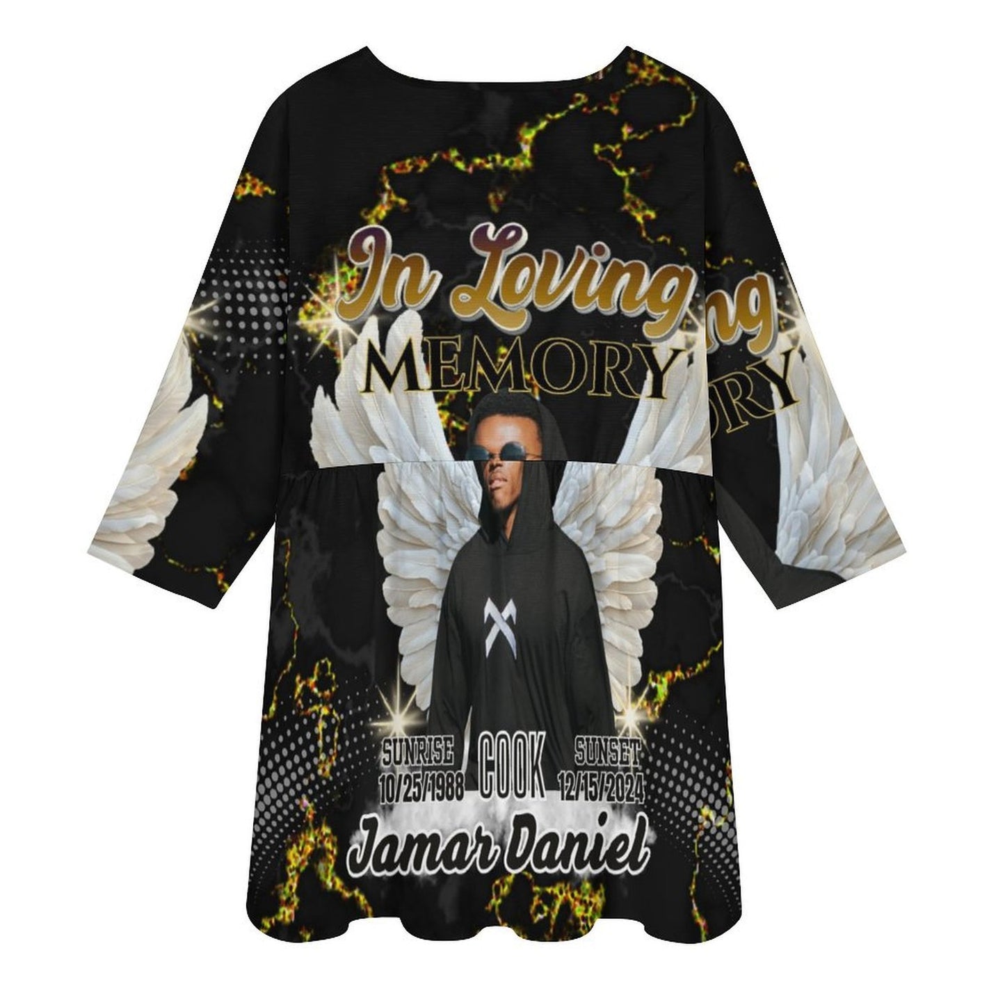 Personalized Memorial V- Neck Shoulder Dress – Custom In Loving Memory Dress (S-5XL)