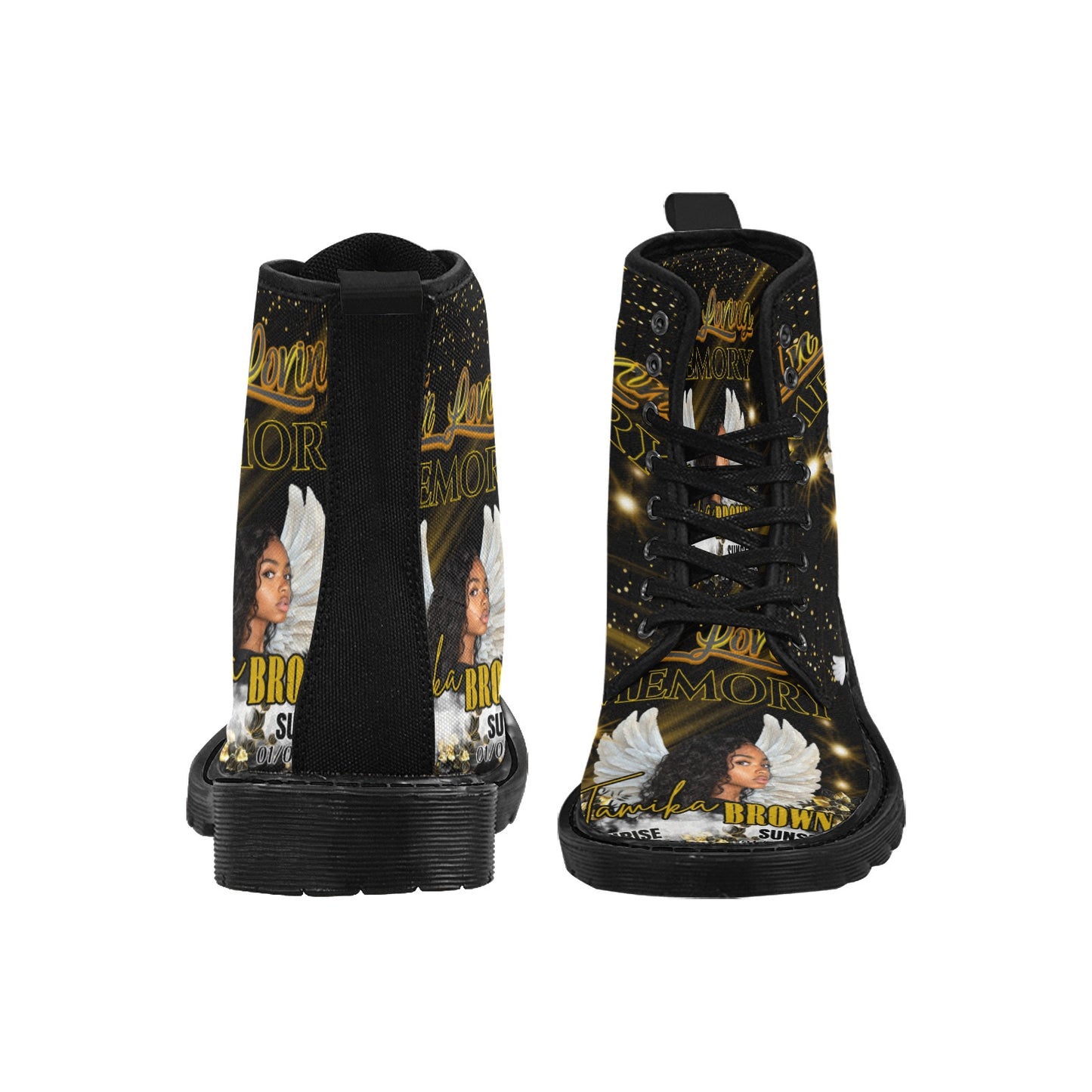 Custom Memorial Footwear In Loving Memory Lace up Boots - Women’s Fashion Boots (6.5-12)