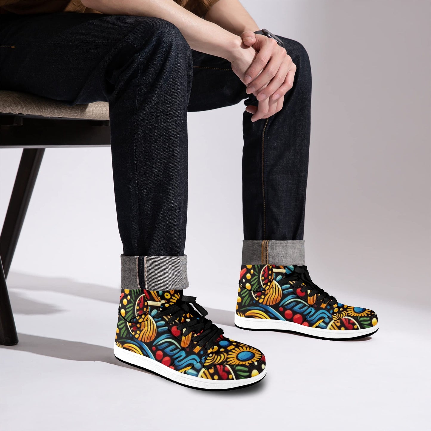 Colorful Tribal Unity High Top Sneakers (4.5-12)