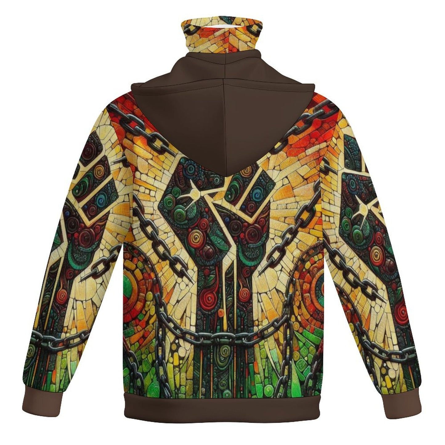 Custom Attached Mask Hoodie –Brown Peace All Over Print Streetwear Hoodie (XS-6XL)