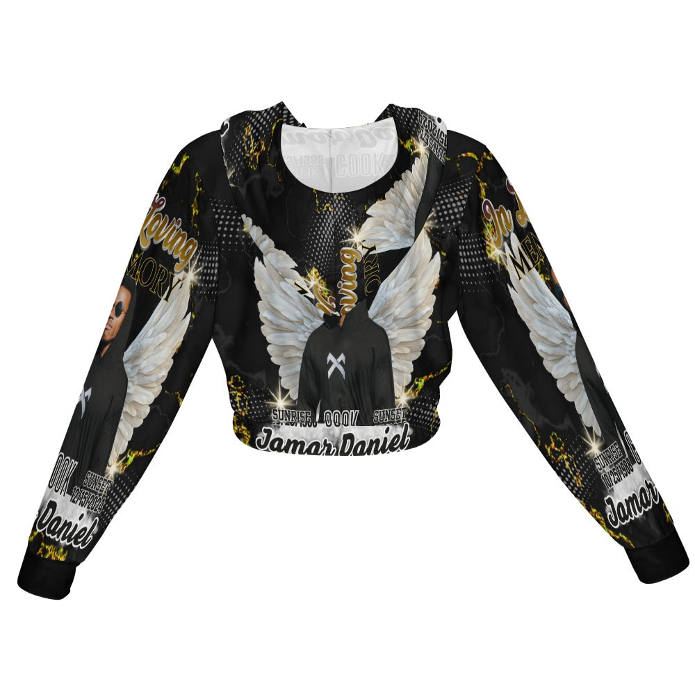 Personalized Memorial  Women's Cropped Zipped Jacket – Custom In Loving Long Memory  Zipped Jacket (XS-2XL)