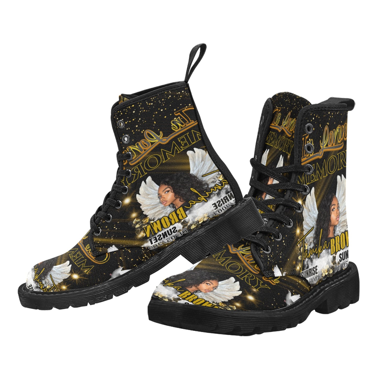 Custom Memorial Footwear In Loving Memory Lace up Boots - Women’s Fashion Boots (6.5-12)
