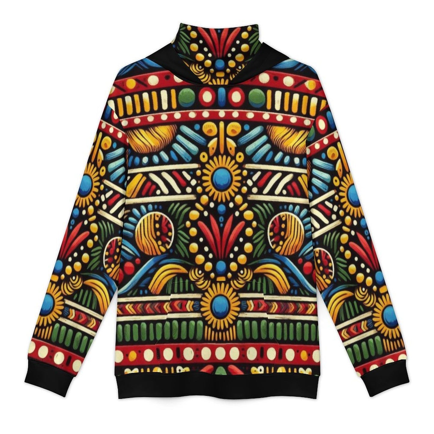 Custom Attached Mask Hoodie  – Bold Urban Fashion Colorful Tribal Hoodie(XS-6XL)
