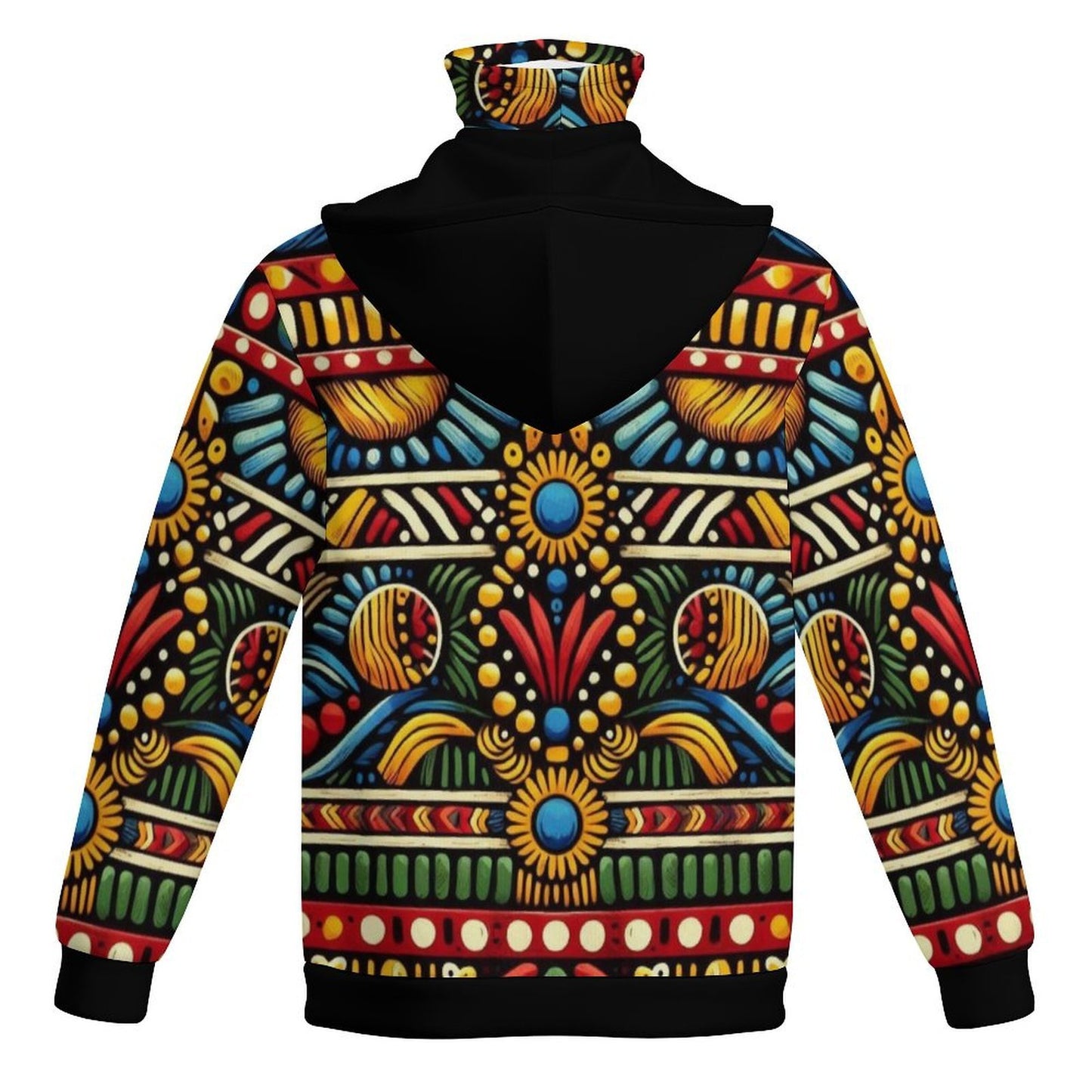 Custom Attached Mask Hoodie  – Bold Urban Fashion Colorful Tribal Hoodie(XS-6XL)