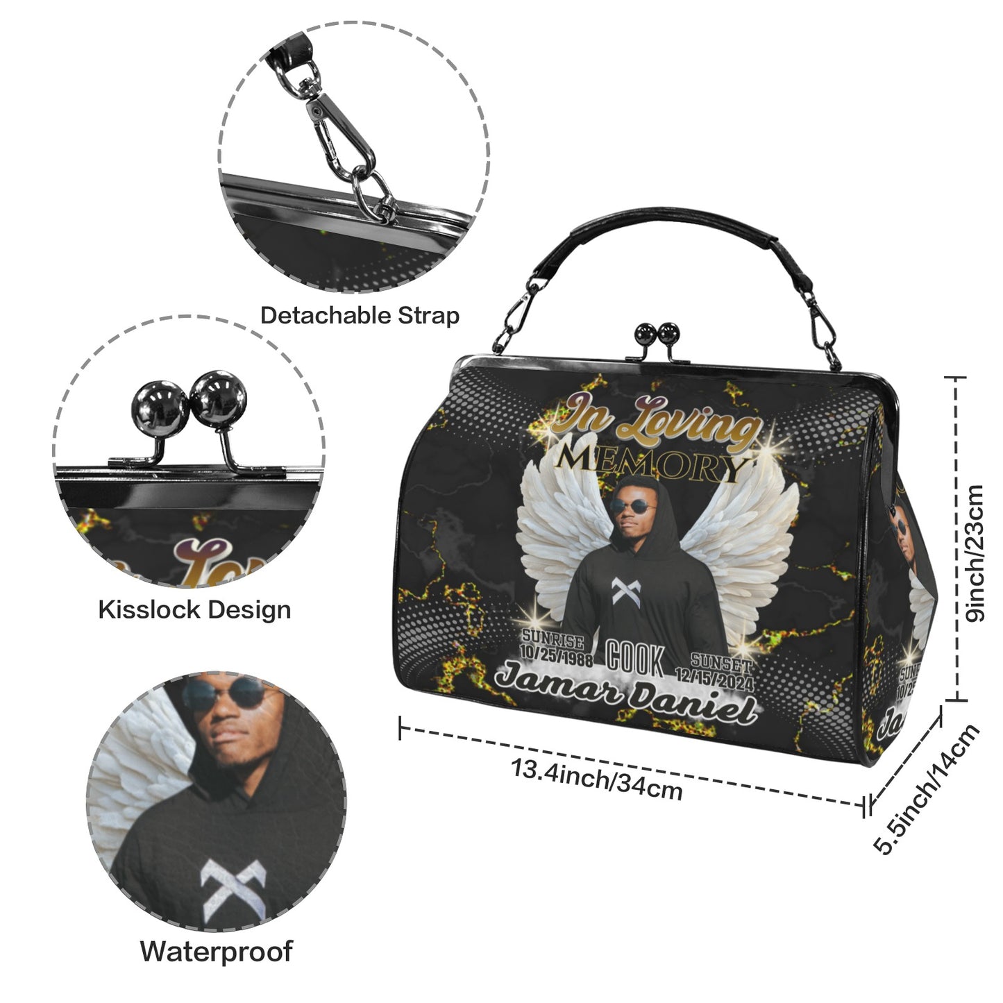 Custom Memorial Handbag – Personalized In Loving Memory Crossbody Shoulder Handbag #3