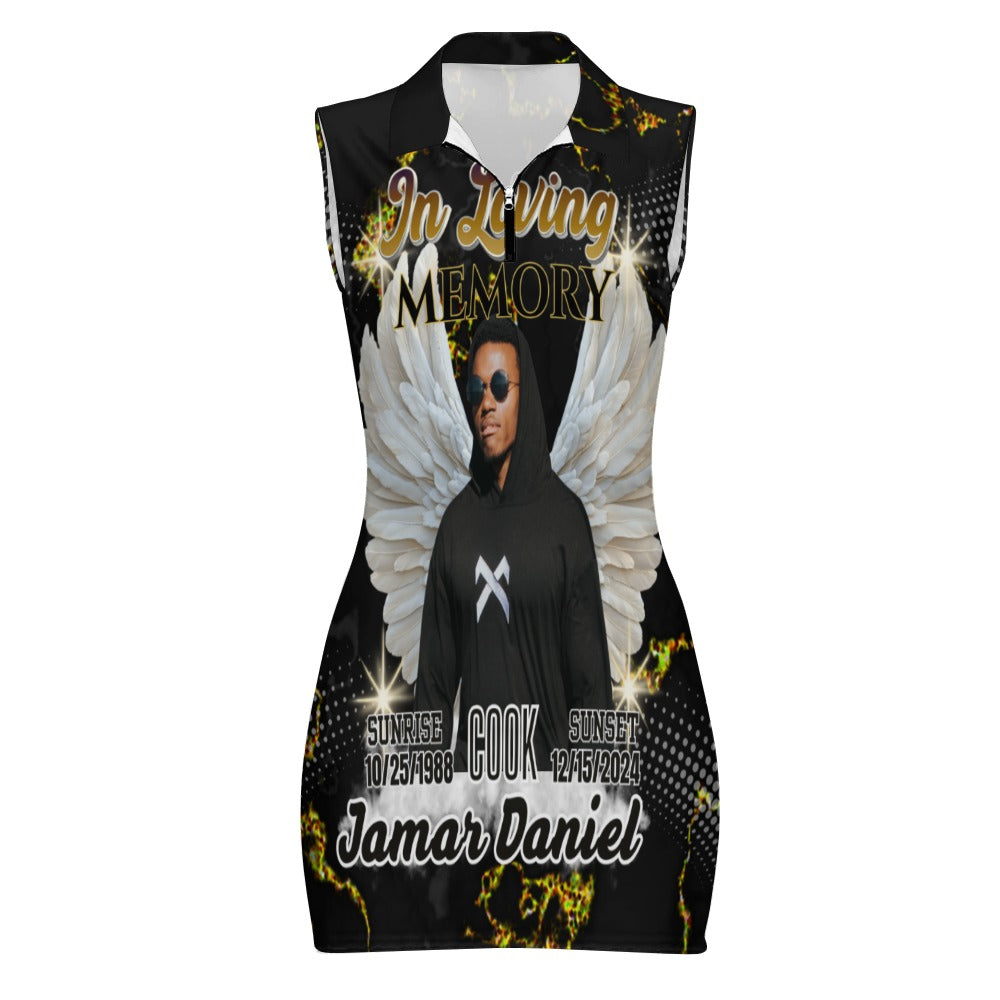 Personalized In Loving Memory Short Sleeve Zipped Dress -Custom Women's Memorial Dress (S-2XL)