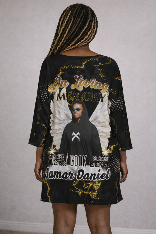 Personalized Memorial V- Neck Shoulder Dress – Custom In Loving Memory Dress (S-5XL)