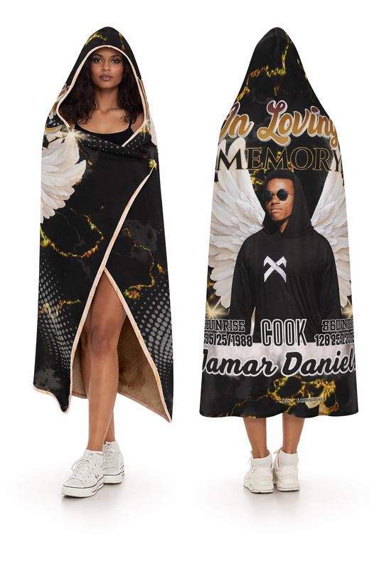 Personalized Memorial Blanket Cloak Hoodie Blanket – Custom In Loving Memory Hoodie Blanket (3 Sizes)