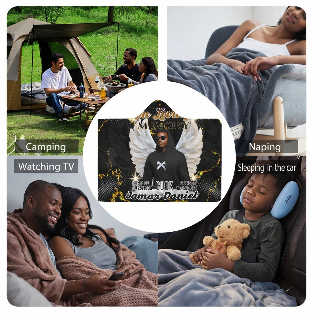 Personalized Memorial Blanket Cloak Hoodie Blanket – Custom In Loving Memory Hoodie Blanket (3 Sizes)