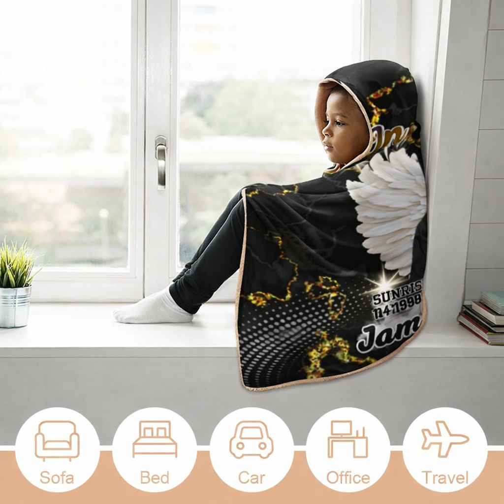 Personalized Memorial Blanket Cloak Hoodie Blanket – Custom In Loving Memory Hoodie Blanket (3 Sizes)
