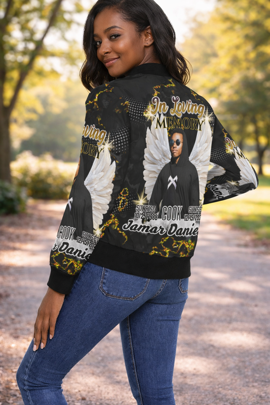 Personalized Memorial Women's Bomber Jacket – Custom In Loving Long Memory Bomber Jacket (XS-2XL)