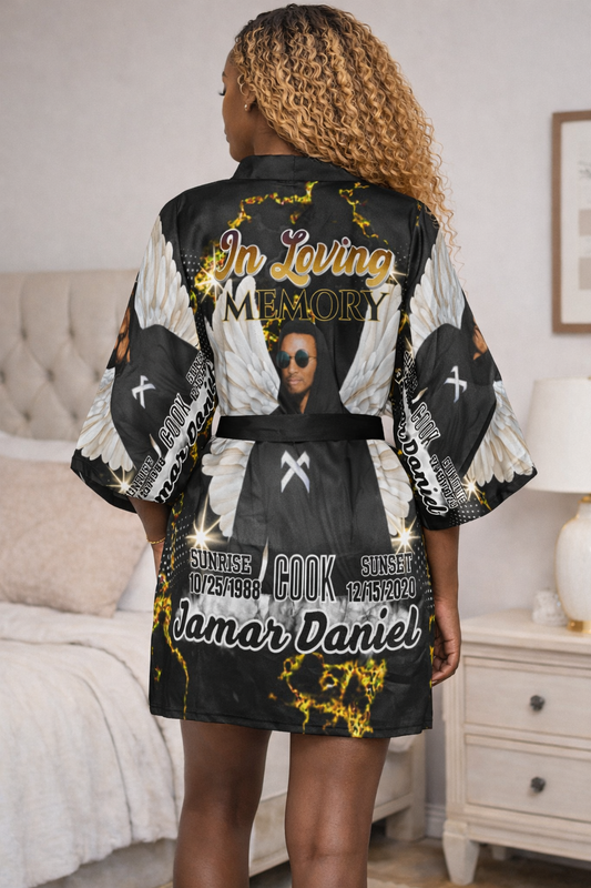 Personalized Memorial Women's Kimono Robe – Custom In Loving Memory Robe (S-2XL)