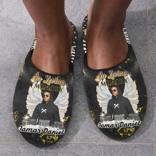 Custom Memorial Men's House Slippers- Personalized Loving Memory Slippers (S-XL)