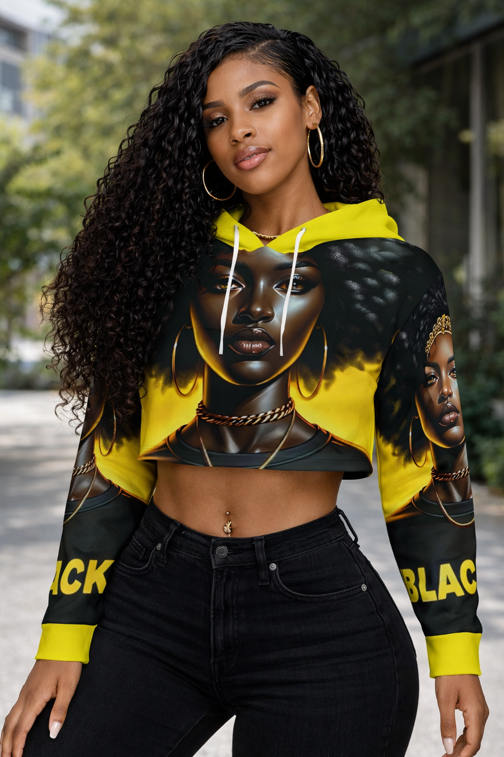 Women’s Fashion Cropped Hoodie Black Lives Matter Top (XS-3XL)