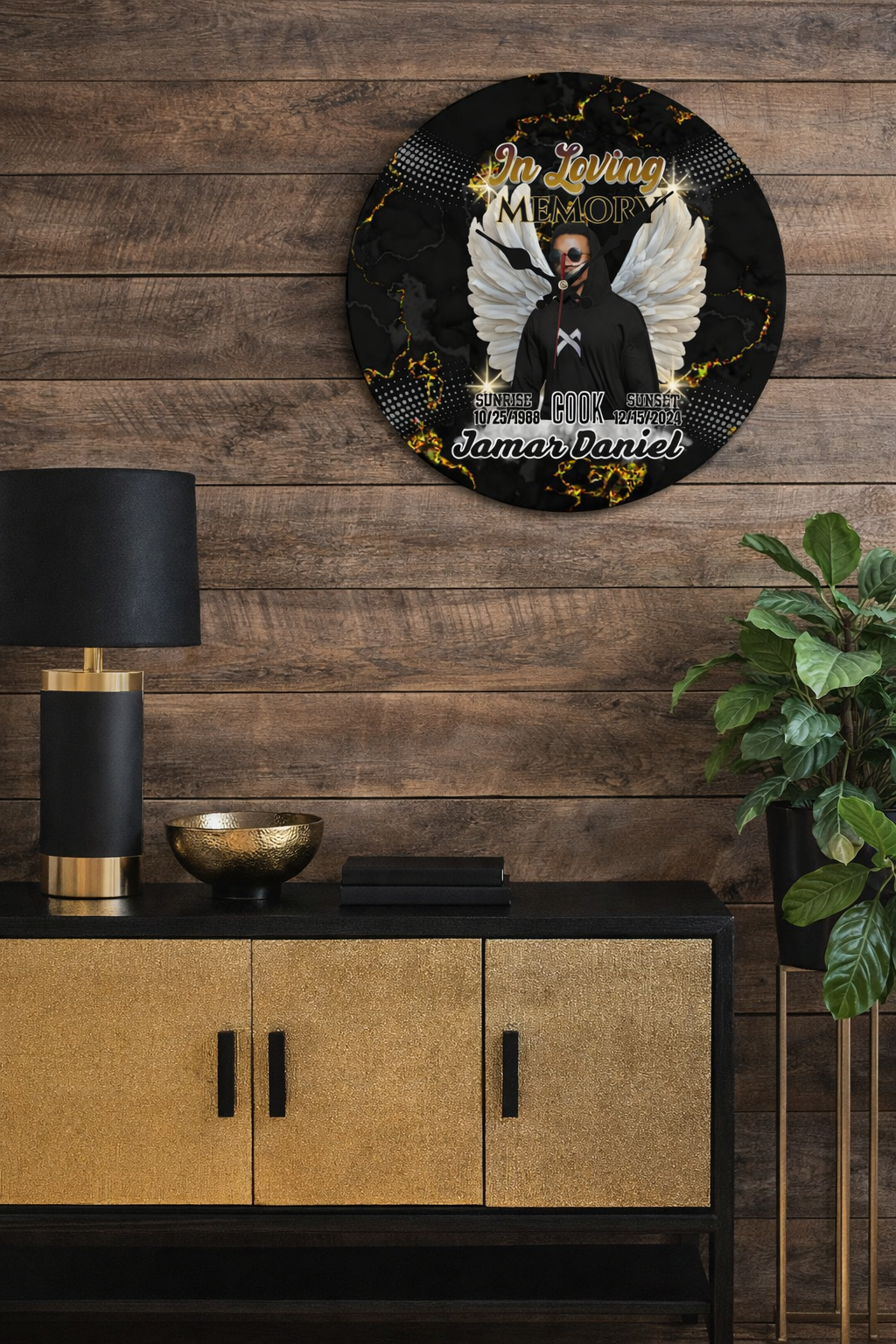 Custom Memorial Wooden Wall Clock – Personalized In Loving Memory Wall Clock 9.8"x9.8"