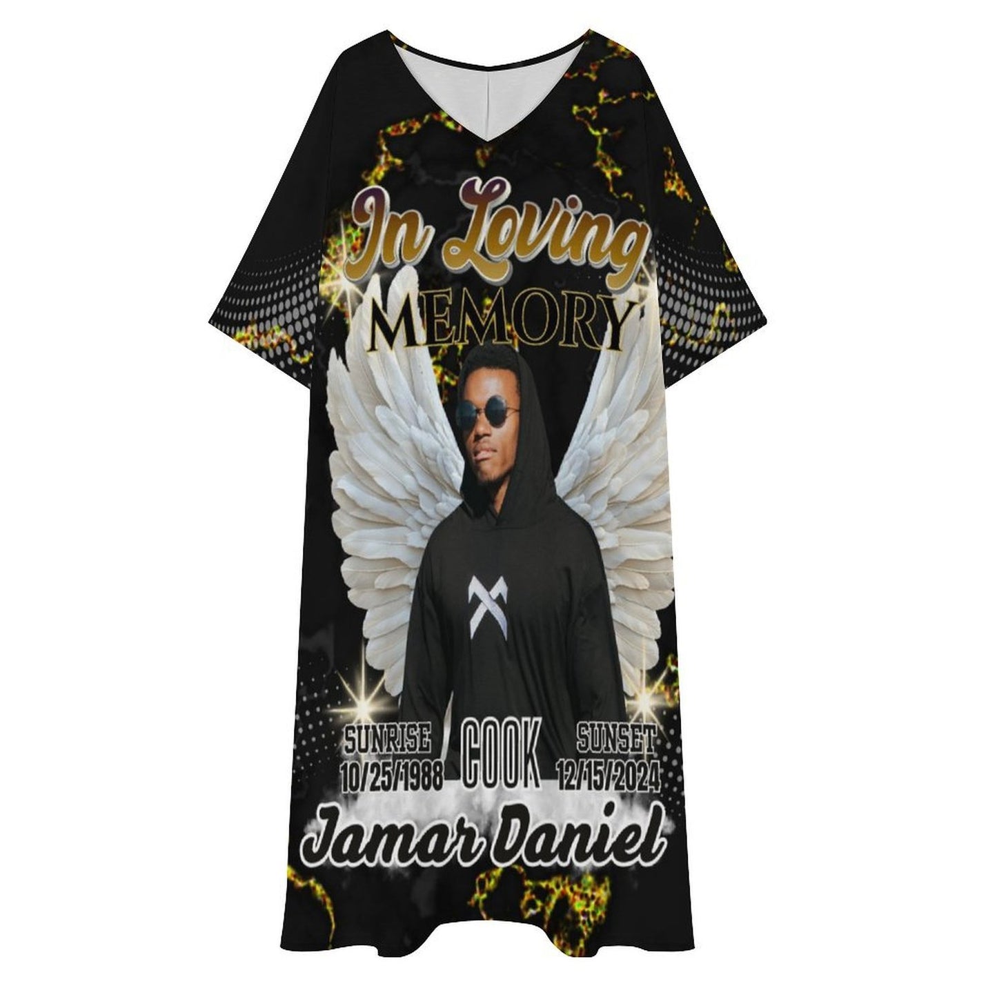 Personalized Memorial V- Neck Long Dress – Custom In Loving Memory Dress (S-5XL)