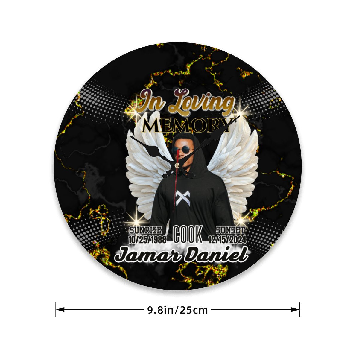 Custom Memorial Wooden Wall Clock – Personalized In Loving Memory Wall Clock 9.8"x9.8"