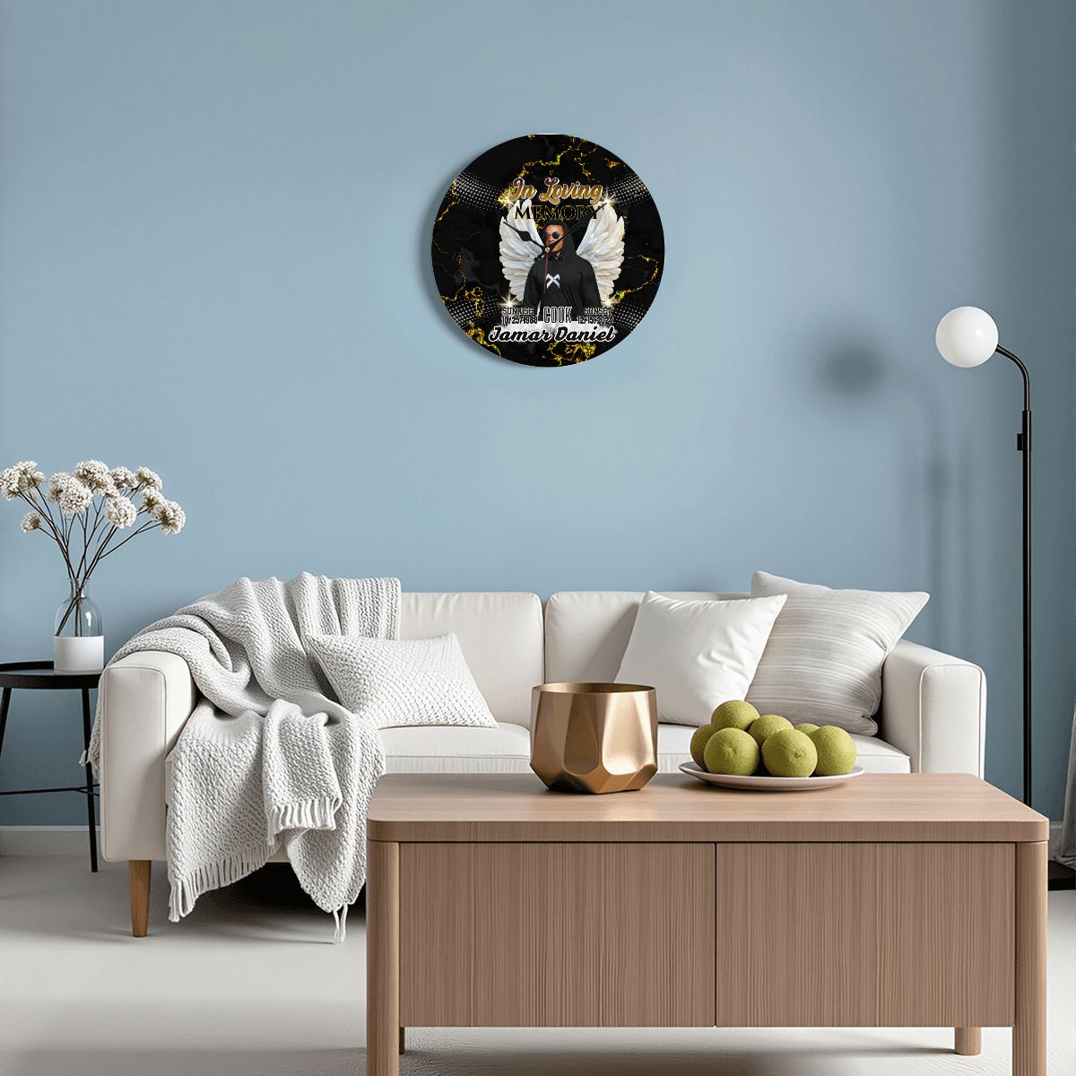 Custom Memorial Wooden Wall Clock – Personalized In Loving Memory Wall Clock 9.8"x9.8"