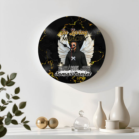 Custom Memorial Wooden Wall Clock – Personalized In Loving Memory Wall Clock 9.8"x9.8"