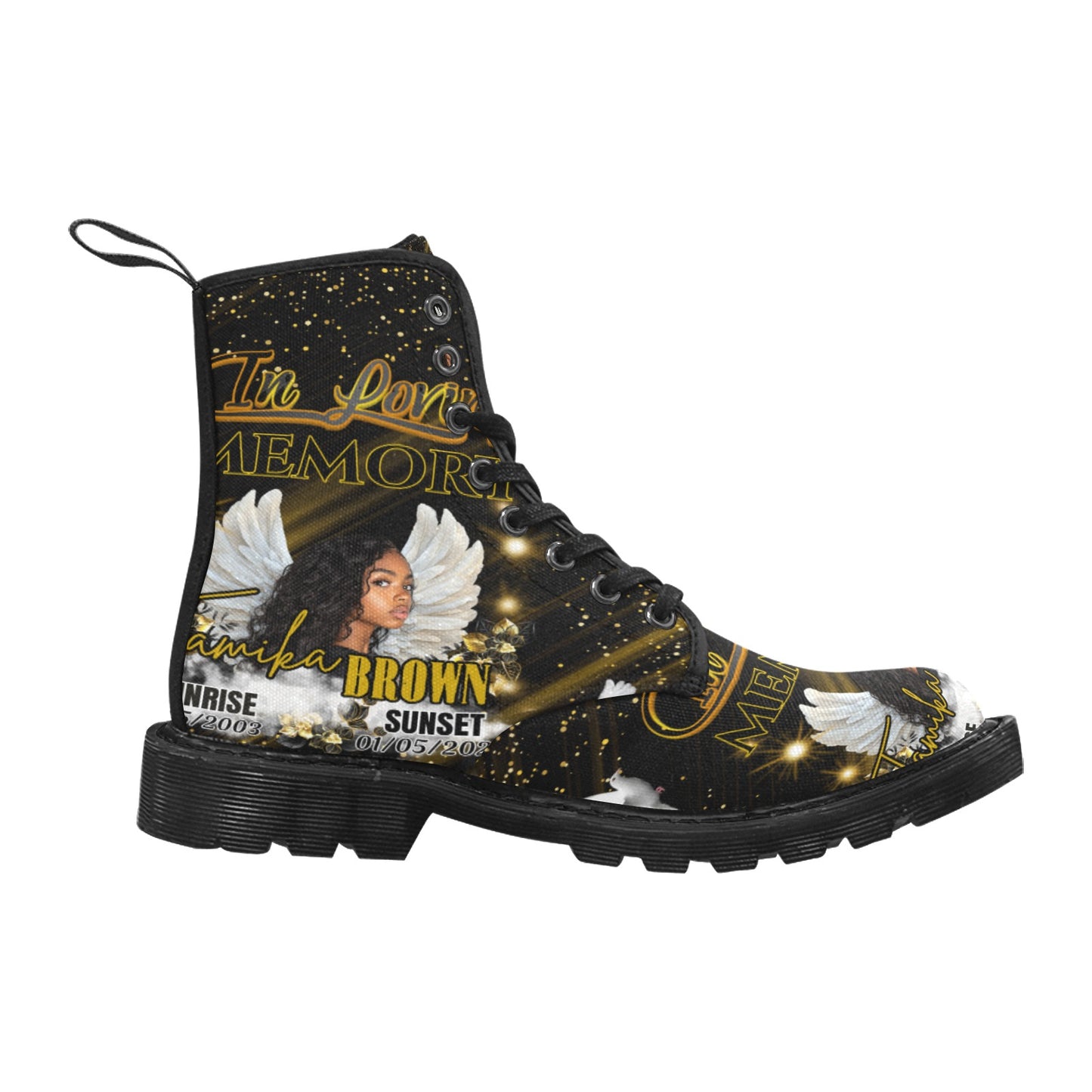 Custom Memorial Footwear In Loving Memory Lace up Boots - Women’s Fashion Boots (6.5-12)
