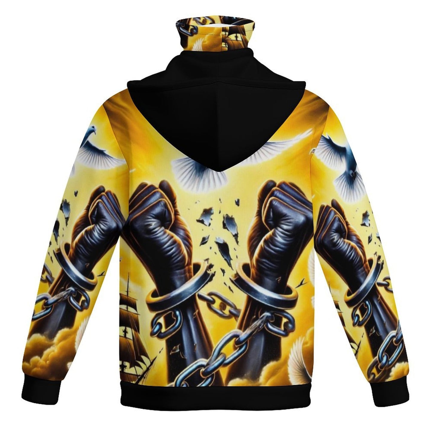 Custom Attached Mask Hoodie - Bold Urban Fashion  Doves & Chains (XS-6XL)