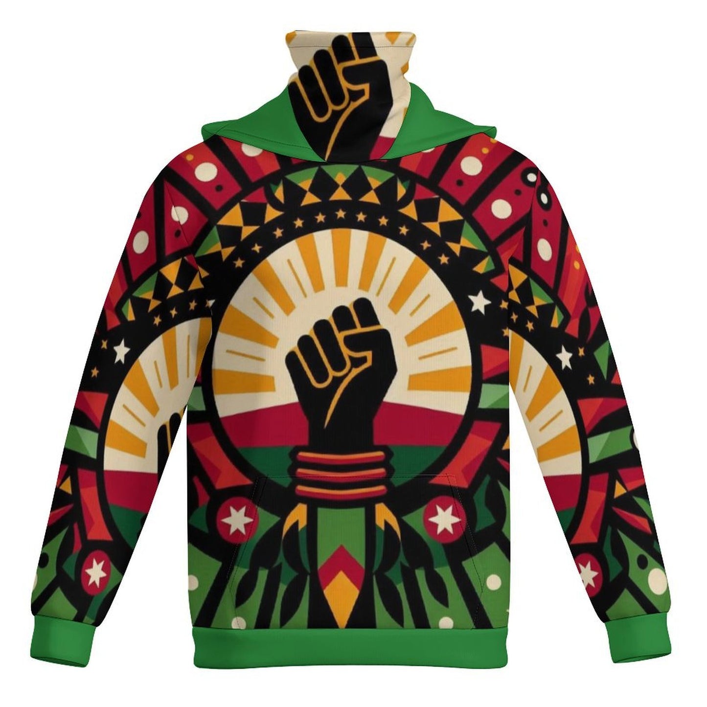 Custom Attached Mask Hoodie  – Bold Urban Fashion Green Peace(XS-6XL)