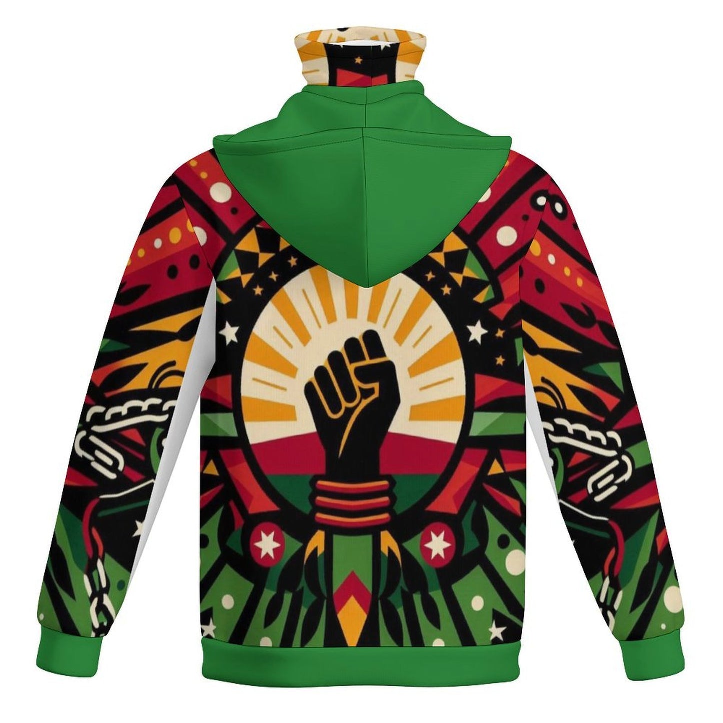 Custom Attached Mask Hoodie  – Bold Urban Fashion Green Peace(XS-6XL)
