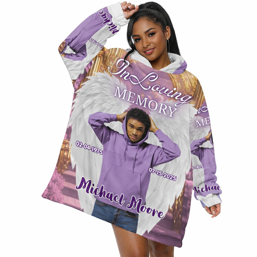 Personalized Memorial Blanket Hoodie – Custom In Loving Memory Hoodie Blanket (OS)