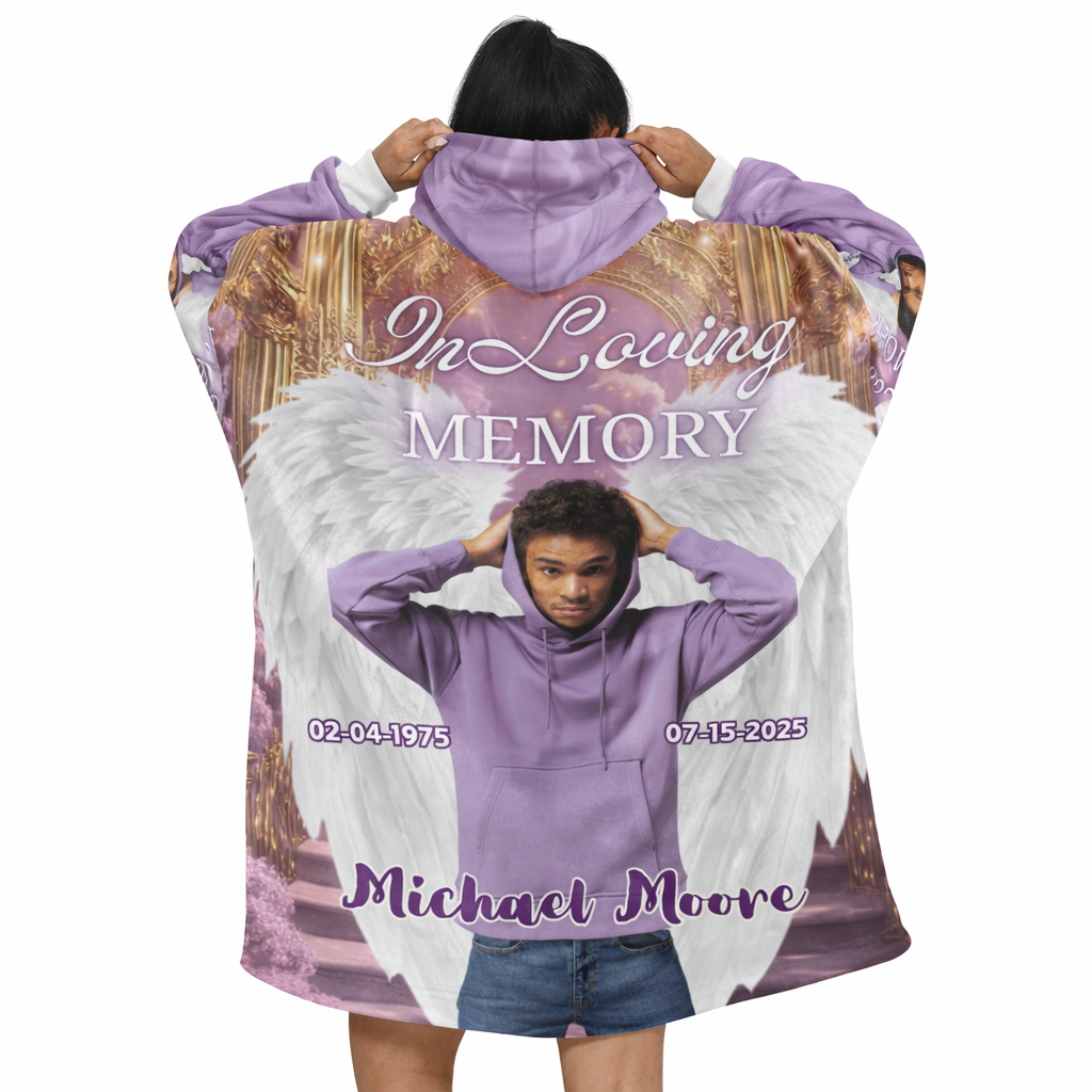 Personalized Memorial Blanket Hoodie – Custom In Loving Memory Hoodie Blanket (OS)