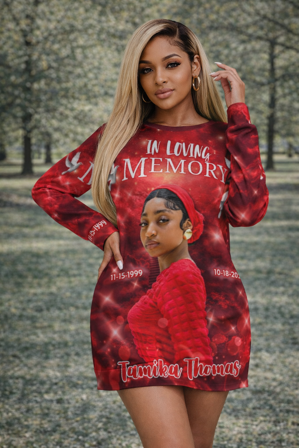 Personalized In Loving Memory Sweater Dress -Custom Women's Memorial Dress (S-2XL)