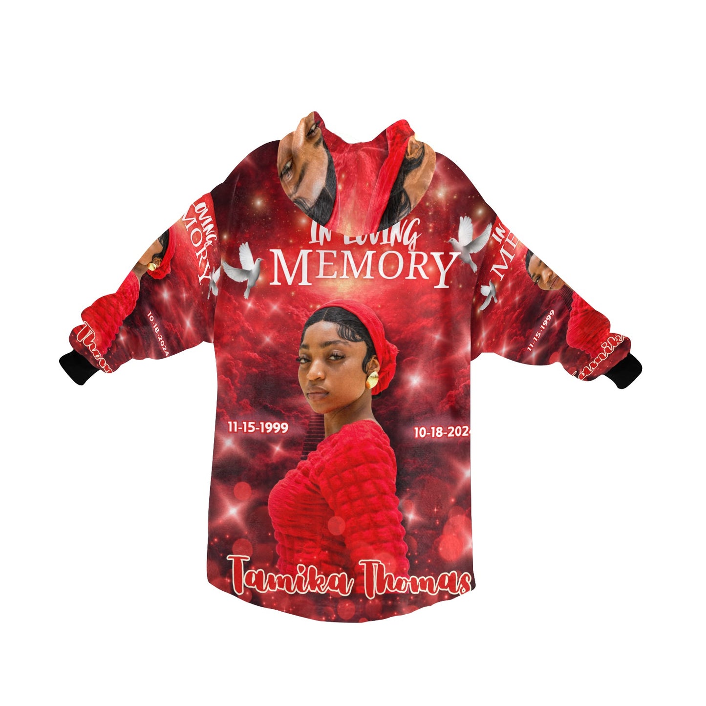 Personalized Memorial Blanket Hoodie – Custom In Loving Memory Hoodie Blanket (OS)