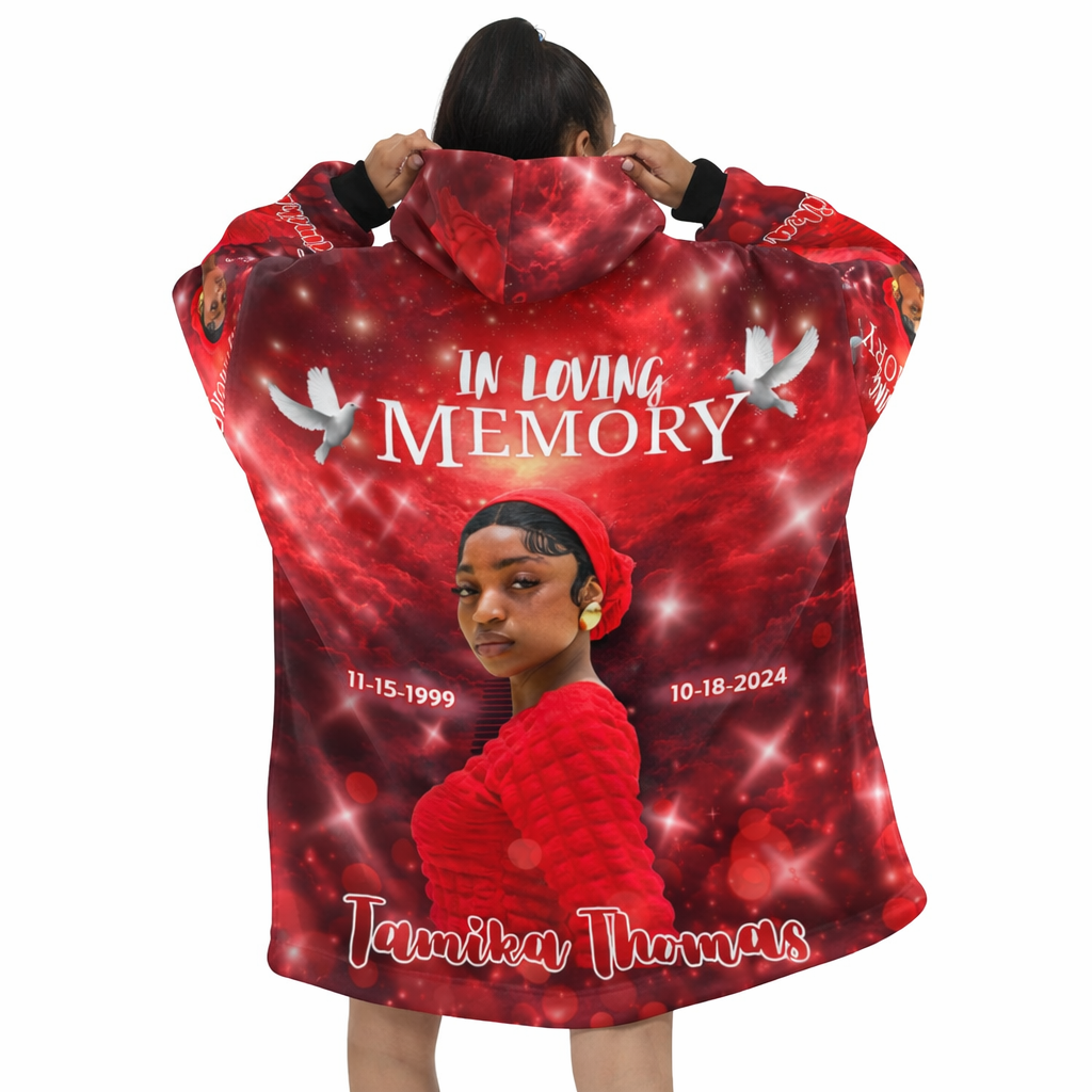 Personalized Memorial Blanket Hoodie – Custom In Loving Memory Hoodie Blanket (OS)